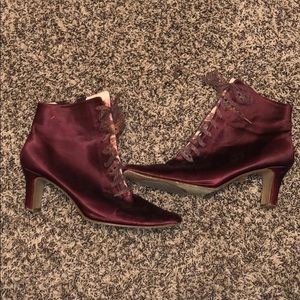 Maroon Satin Boots